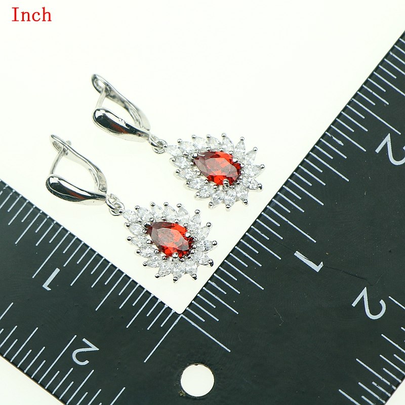 Red Garnet Cubic Zirconia Crystal Jewelery For Women 925 Sterling Silver Jewelry Sets Bracelets/Earrings/Ring/Pendant/Necklace