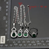 Green Cubic Zirconia 925 Sterling Silver Bridal Jewelry Sets White Crystal For Women Earrings With Stone Open Ring Necklace Set