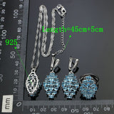 925 Silver Engagement Jewelry Sets For Women Sky Blue Cubic Zirconia Earrings/Pendant/Necklace/Ring/Bracelet