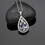 Silver 925 Jewelry Sets Purple Cubic Zirconia White Crystal Earrings/Pendant/Ring/Bracelet/NecklaceSets For Women