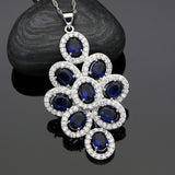 Wedding 925 Silver Jewelery Blue Cubic Zirconia Jewelry Sets Necklace/Earrings/Pendant/Bracelet For Women