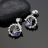 Silver 925 Jewelry Purple Cubic Zirconia White Crystal Jewelry Sets Decoration For Women Wedding bride Earrings Necklace Set