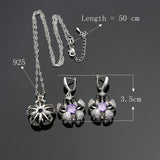 Purple Cubic Zirconia White Crystal Silver 925 Jewelry Sets Wedding Accessories Luxury Europeans Americans Jewellry For Women 