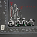 Silver 925 Jewelry Green Cubic Zirconia White Stone Jewelry Sets For Women Weeding Earrings/Pendant/Ring/Necklace Set