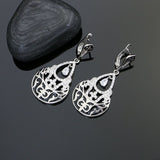 925 Sterling Silver Punk Jewelry Sets For Women Black Pattern White Cubic Zirconia Earrings/Bracelet/Necklace/Pendant Set