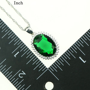 Green Created Emerald White Zircon 925 Sterling Silver Wedding Jewelry Sets For Women Earrings/Rings/Bracelet/Necklace/Pendant