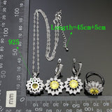 Flower 925 Sterling Silver Bridal Jewelry Sets For Women Yellow Cubic zirconia White Crystal Earrings Pendant Ring Necklace