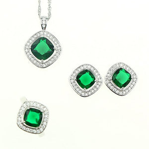 Green Cubic Zirconia White Zircon Jewelery Sterling Silver 925 Jewelry Sets For Women Wedding Necklace/Ring/Earrings/Pendant