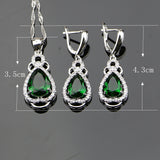 Green Cubic Zirconia White CZ 925 Sterling Silver Jewelry Sets For Women Wedding Earrings/Ring/Bracelet/Pendant/Necklace