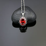 925 Sterling Silver Jewelry Sets Red Stone For Women Earrings Ring Necklace Pendant 