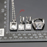 Beautifully Caucasian 925 Silver Jewelry Sets White Cubic Zirconia Beads Jewelry Women Earrings/Ring/Pendant/Bracelet/Necklace