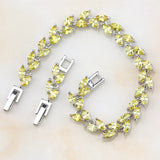 Bridal 925 Sterling Silver Jewelry Overlay Yellow Natural stone White Zircon Created Chain Link Bracelet For Women Wedding