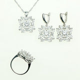 Flower 925 Silver Jewelry Sets Lovely White Zircon Stone For Women Wedding Pendant/Ring/Bracelet /Necklace/Earrings