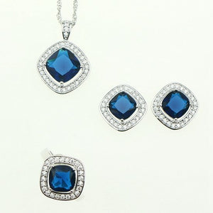 Plant Blue Cubic Zirconia Jewelry Sets Sterling Silver 925 Jewelery Ornament Earrings/Pendant/Ring/Necklace For Women Wedding