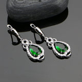 Green Cubic Zirconia White CZ 925 Sterling Silver Jewelry Sets For Women Wedding Earrings/Ring/Bracelet/Pendant/Necklace