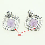 Purple Cubic Zirconia White Rhinestones Jewelery Sterling Silver 925 Jewelry Sets Earrings/Pendant/Necklace/Ring For Women Party