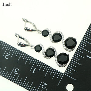 West Style Jewelry Sets Sterling Silver 925 Black Created Stone For Women Wedding Ring/Necklace/Earrings/Pendant Free Box