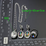 925 Sterling Silver Jewelry Sets Rainbow Cubic Zirconia White Crystal Earrings/Pendant/Necklace/Ring/Bracelet For Women