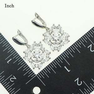 Flower 925 Silver Jewelry Sets Lovely White Zircon Stone For Women Wedding Pendant/Ring/Bracelet /Necklace/Earrings