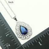 Fashion Women 925 Sterling Silver Jewelery Blue Cubic Zirconia Crystal Earrings/Pendant/Necklace/Ring/Bracelet Jewelry Sets 