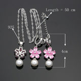 925 Silver Jewelry Sets Freshwater Pearls Pink zircon For Women Wedding Flower Sterling Silver Jewelry Earrings Necklace Set