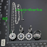 925 Silver Bridal Jewelry Sets For Women Mystac Rainbow Cubic Zirconia White Crystal Earrings Ring Necklace Pendant Set