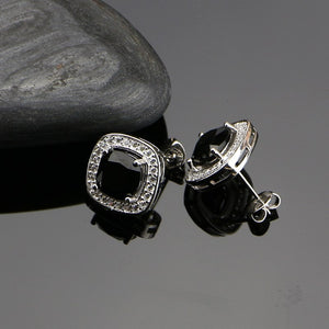  925 Sterling Silver Black Cubic Zirconia White Zircon Jewelry Set For Women Wedding Earring Rings Pendant Necklace Set