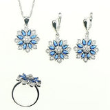 Blue Cubic Zirconia Jewelery 925 Sterling Silver Bride Jewelry Sets Earrings/Pendant/Necklace/Bracelet/Ring For Women