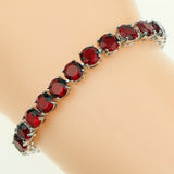 Bridal Red  Garnet White Zircon Created jewelry 925 Sterling Silver Jewelry Link Chain Bracelet 18cm For Women Free Gift Box