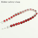 Bridal Red  Garnet White Zircon Created jewelry 925 Sterling Silver Jewelry Link Chain Bracelet 18cm For Women Free Gift Box