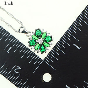 2017 New Style Green Created Emerald Zircon 925 Sterling Silver Jewelry sets For Women Earrings/Pendant/Necklace/Ring Gift Box