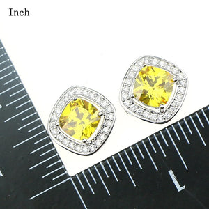 Golden Yellow Crystal CZ Jewelery 925 Sterling Silver Earrings/Rings/Pendant/Necklace Jewelry Sets For Women Wedding Party