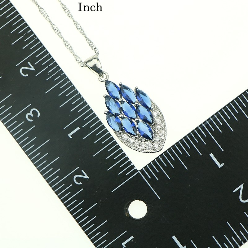 Noble Blue Natural Crystal White Zircon 925 Sterling Silver Jewelry Sets For Women Earrings/Pendant/Necklace/Ring Free Gift Box