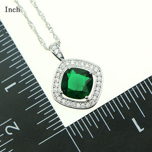 Green Cubic Zirconia White Zircon Jewelery Sterling Silver 925 Jewelry Sets For Women Wedding Necklace/Ring/Earrings/Pendant