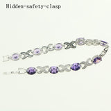 Captivating Purple Natural Crystal White Zircon Created 925 Sterling Silver Jewelry Link Chain Bracelet 18.5cm Free Gift Box