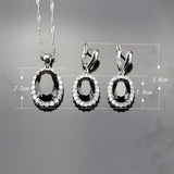 Black Cubic Zirconia Jewelery 925 Sterling Silver Jewelry Sets Jewelry Set For Women Earrings/Pendant/Necklace/Ring/Bracelet 