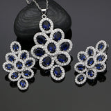 Wedding 925 Silver Jewelery Blue Cubic Zirconia Jewelry Sets Necklace/Earrings/Pendant/Bracelet For Women