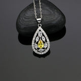 Silver 925 Jewelry Yellow Cubic Zirconia White Crystal  Jewelry Sets Earrings/Pendant/Necklace/Ring/Bracelet For Women