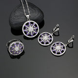 925 Silver Jewelry Sets Natural Purple Cubic Zirconia Stone Decoration For Women Wedding Earrings/Pendant/Rings/Necklace Set