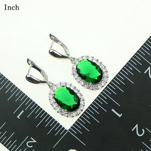 925 Sterling Silver GreenCubic zirconia Created Jewelry Sets For Women Wendding Earrings/Pendant/Necklace/Ring/Bracelet Gift Box