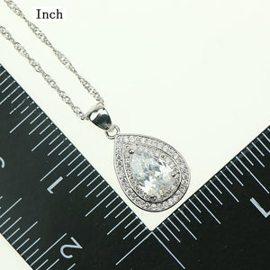 Water Drop White Cubic Zirconia Jewelery 925 Sterling Silver Jewelry Sets For Women Necklace/Pendant/Earrings/Rings/Bracelet 