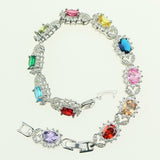 Bridal Length 17.5cm 20.5cm Bracelets Multicolor Cubic Zirconia 925 Sterling Silver For Women Jewelry Free Gift Box