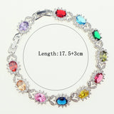 Bridal Length 17.5cm 20.5cm Bracelets Multicolor Cubic Zirconia 925 Sterling Silver For Women Jewelry Free Gift Box