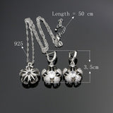 Flower Shaped Silver 925 Jewelry White Crystal Jewelry Sets For Women Wedding Earrings/Pendant/Rings/Necklace Set