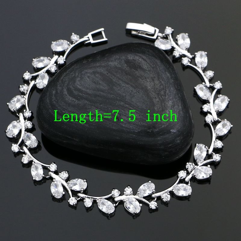 925 Sterling Silver Bridal Jewelry Sets For Women Decoration White Cubic Zirconia Earrings/Ring/Bracelet/Necklace/Pendant