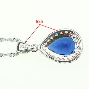 925 Sterling Silver Jewelry Blue Stone White Zircon Created Women Jewelry Sets Earrings/Pendant/Necklace/Rings/Bracelet Free Box