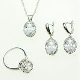 Silver 925 Bridal Jewelry Sets White Crystal Stone For Women Anniversary Ring/Pendant/Bracelet/Earrings/Necklace Set