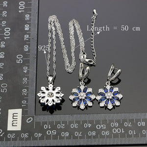  Blue Cubic Zirconia Jewelery 925 Sterling Silver Bride Jewelry Sets Earrings/Pendant/Necklace/Bracelet/Ring For Women