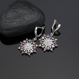 Multicolor Cubic Zirconia 925 Silver Jewelry Sets For Women Wedding Accessories Earrings With Stone Pendant Ring Necklace Set