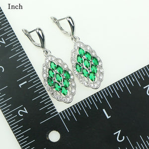 Green Cubic Zirconia White Crystal Jewelery 925 Sterling Silver Jewelry Sets For Women Earrings/Pendant/Necklace/Ring/Bracelet